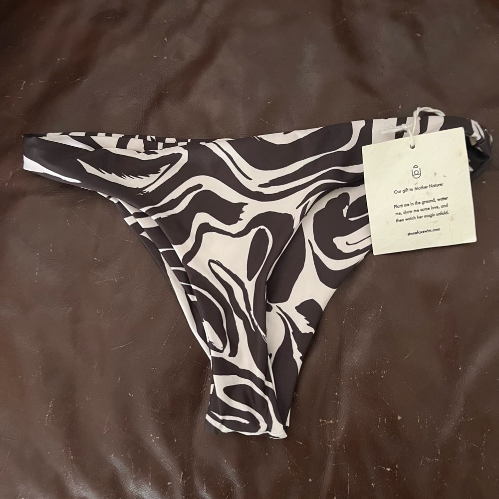Stone Fox Swim Black and White Zebra Bikini Bottom